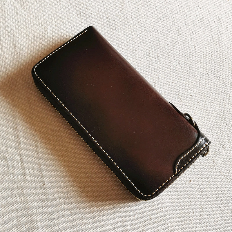 Leather Biker Wallet Leather Biker Chain Wallet Mens Vintage Biker Long Zip Wallet for Men