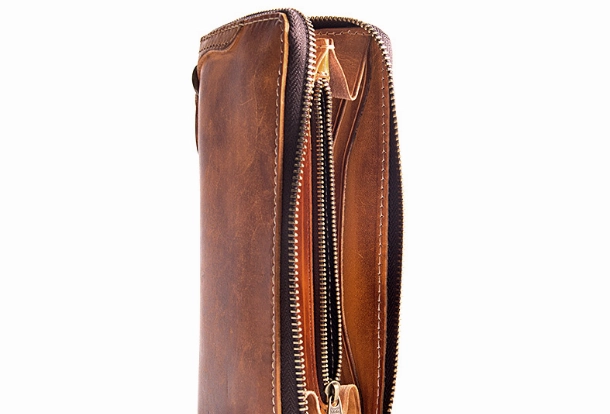 Leather Biker Wallet Leather Biker Chain Wallet Mens Vintage Biker Long Zip Wallet for Men