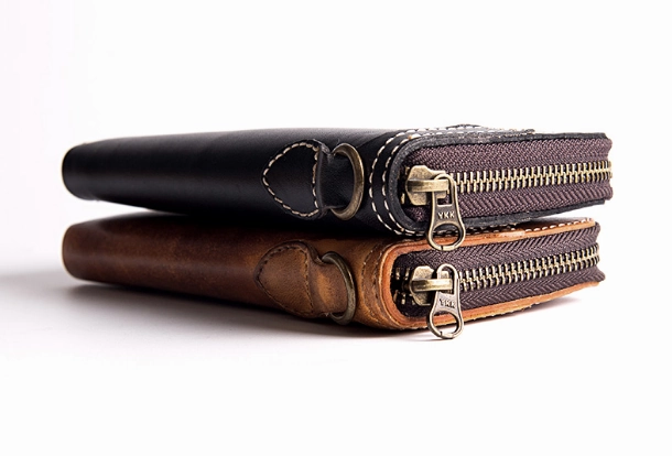 Leather Biker Wallet Leather Biker Chain Wallet Mens Vintage Biker Long Zip Wallet for Men