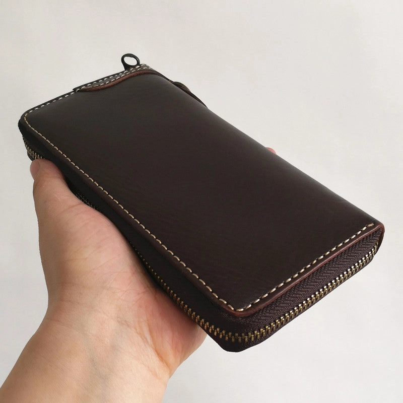 Leather Biker Wallet Leather Biker Chain Wallet Mens Vintage Biker Long Zip Wallet for Men