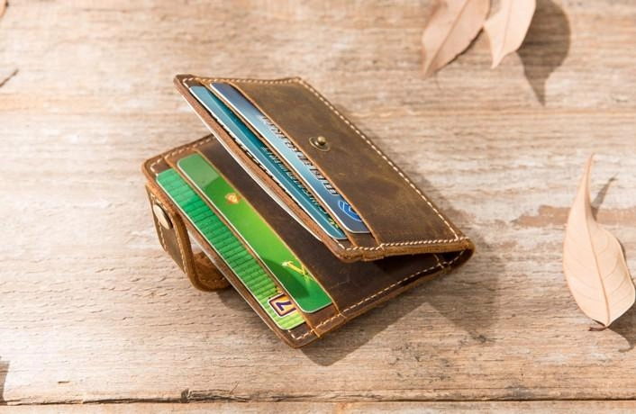 Leather Card Wallet Mens Small Card Wallet Card wallets for Men Credit Card Wallet for Men