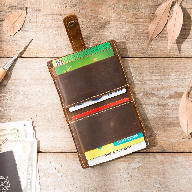 Leather Card Wallet Mens Small Card Wallet Card wallets for Men Credit Card Wallet for Men