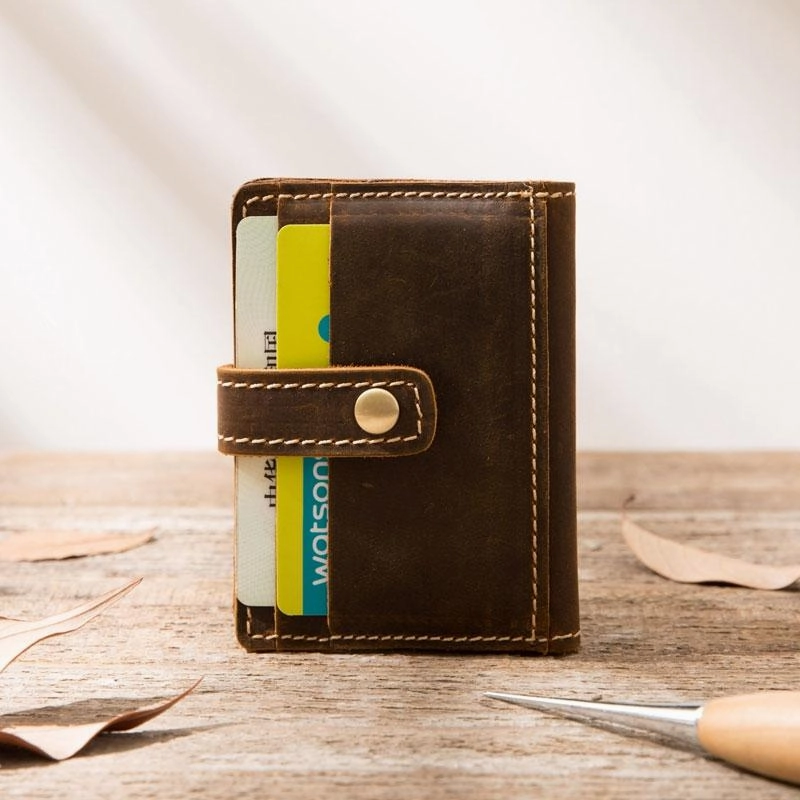 Leather Card Wallet Mens Small Card Wallet Card wallets for Men Credit Card Wallet for Men