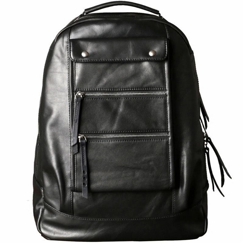 Leather Cool Mens Backpack Large Black Travel Backpack Hiking Backpack for men