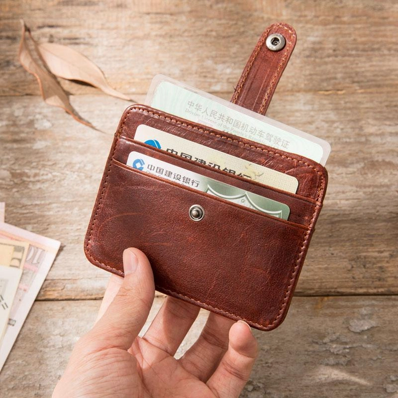 Leather Mens Card Holder Slim Front Pocket Wallet Card Wallets for Men
