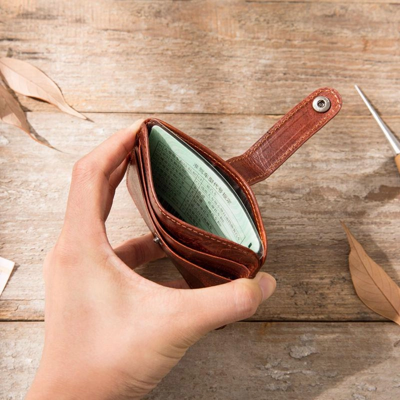 Leather Mens Card Holder Slim Front Pocket Wallet Card Wallets for Men