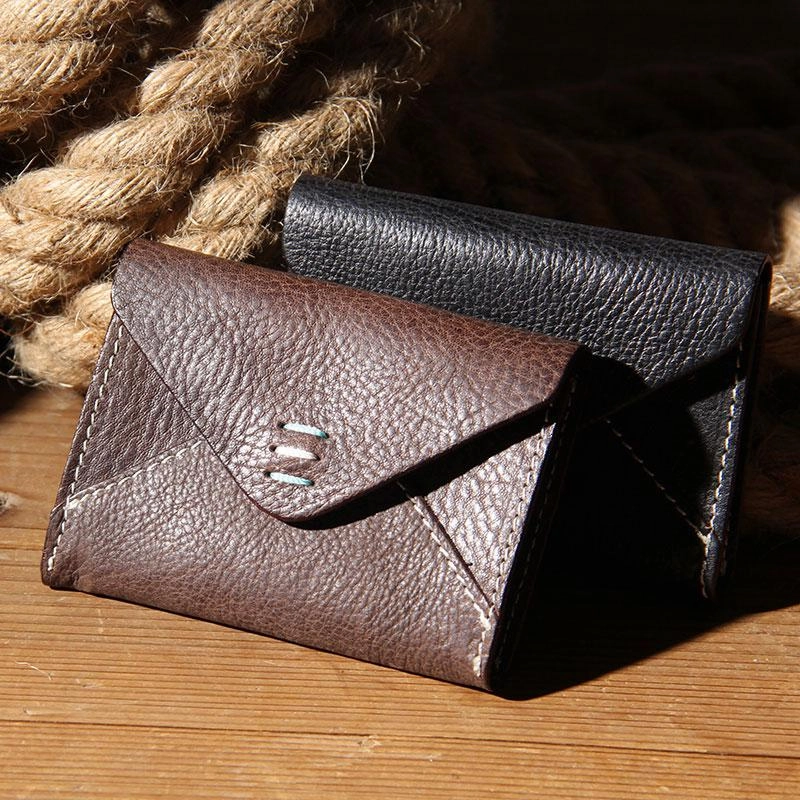 Leather Mens Card Wallet Black Small Card Wallet Card Holder for Men