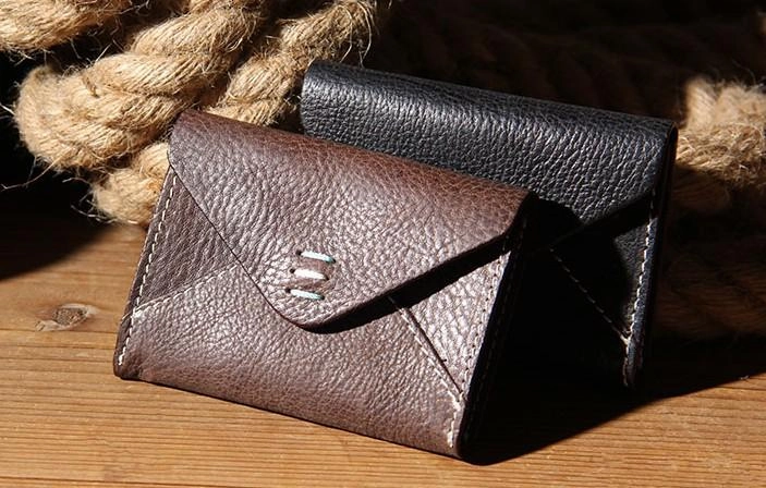Leather Mens Card Wallet Black Small Card Wallet Card Holder for Men