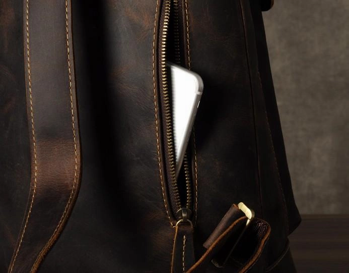 Leather Mens Cool Backpack Large Brown Travel Backpack School Backpack for men