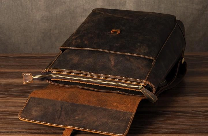 Leather Mens Cool Backpack Large Brown Travel Backpack School Backpack for men