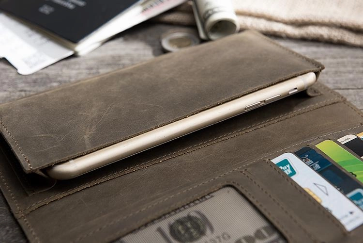 Leather Mens Long Wallet Cool Leather Wallet Long Bifold Wallets for Men