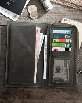 Leather Mens Long Wallet Cool Leather Wallet Long Bifold Wallets for Men