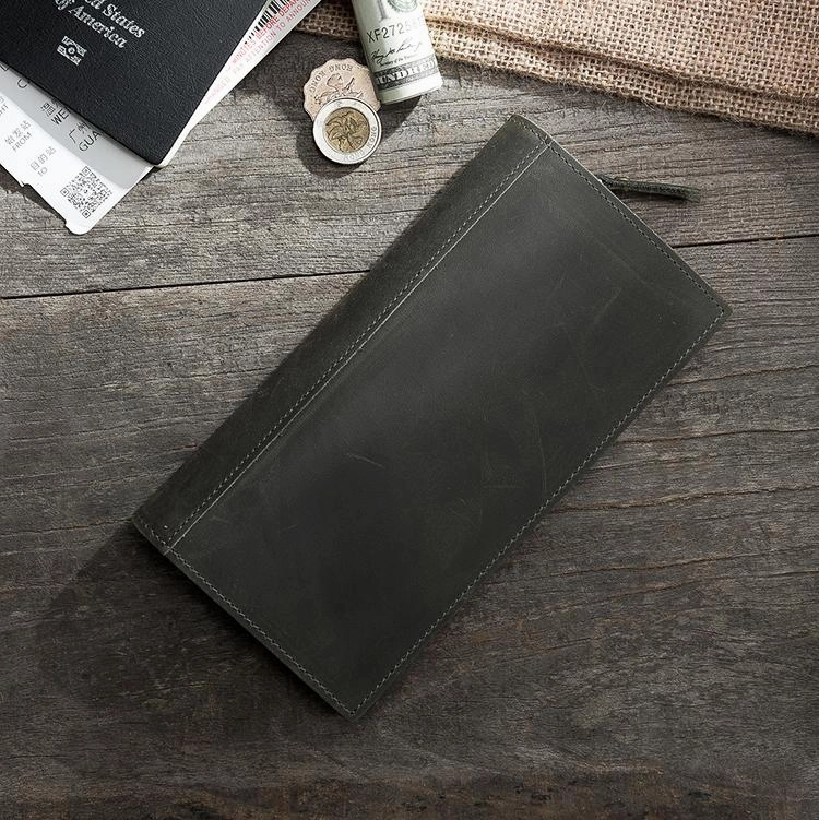 Leather Mens Long Wallet Cool Leather Wallet Long Bifold Wallets for Men