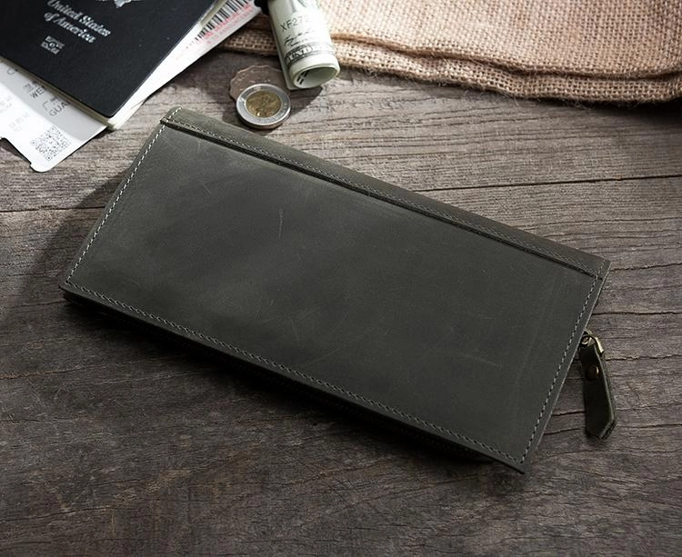 Leather Mens Long Wallet Cool Leather Wallet Long Bifold Wallets for Men