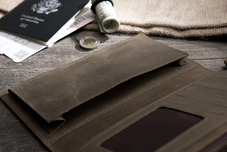 Leather Mens Long Wallet Cool Leather Wallet Long Bifold Wallets for Men