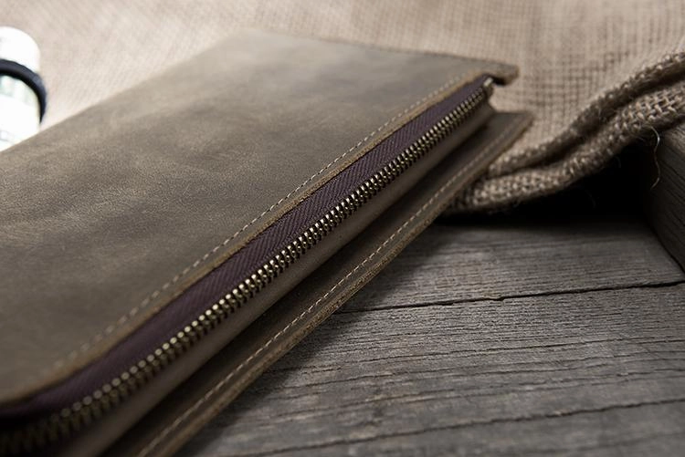 Leather Mens Long Wallet Cool Leather Wallet Long Bifold Wallets for Men
