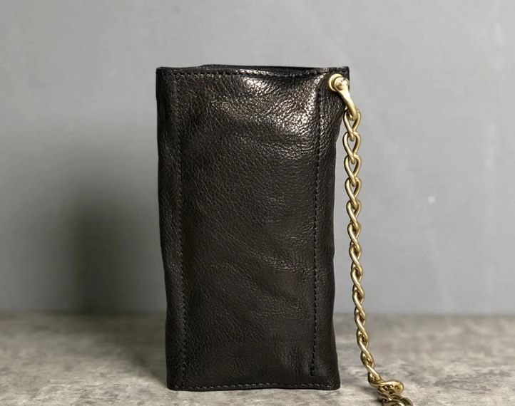 Leather Trifold Wallet on A Chain Trifold Leather Wallets for Men Biker Chain Wallets