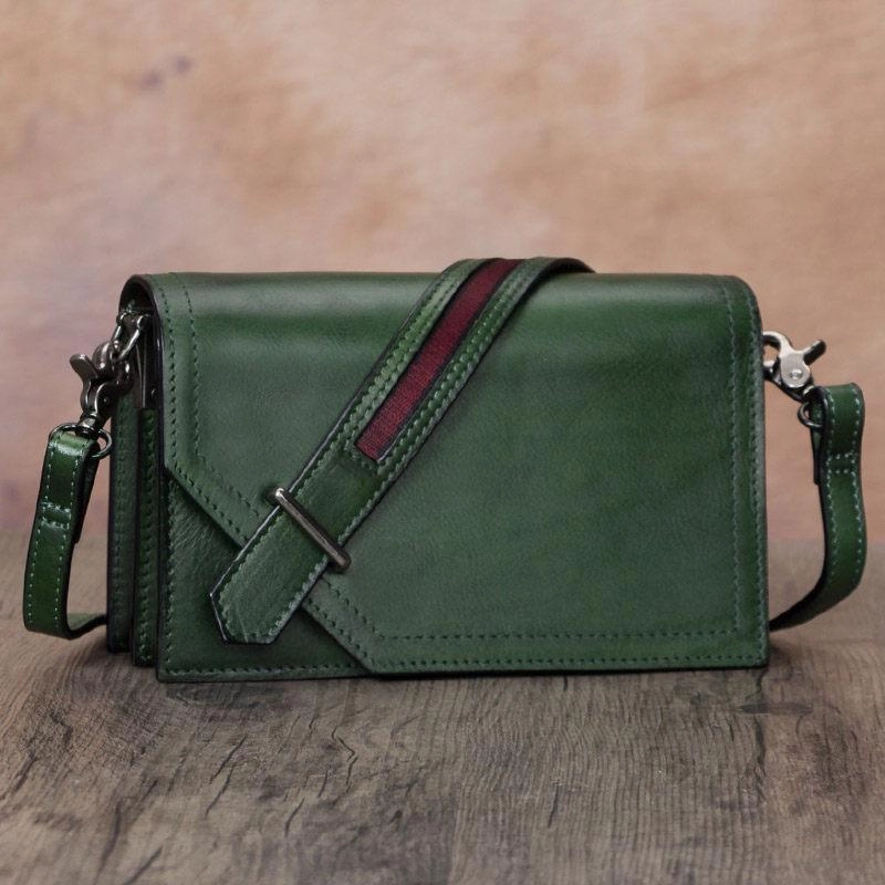 Leather Vintage Red Womens Side Bag Square Flap Over Satchel Shoulder Bag Crossbody Bag Purse for Ladies