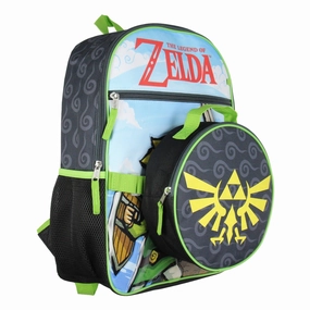 Legend of Zelda 5 Pc 16" Backpack Lunch Box Set School Travel Lunch Tote Pencil Case Rubber Keychain Backpack For Kids