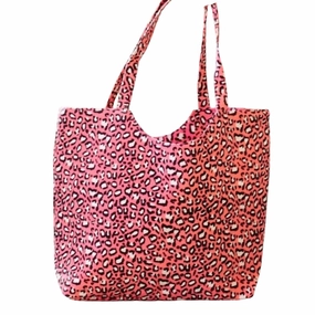 Leopard Beach Tote Bag In Coral