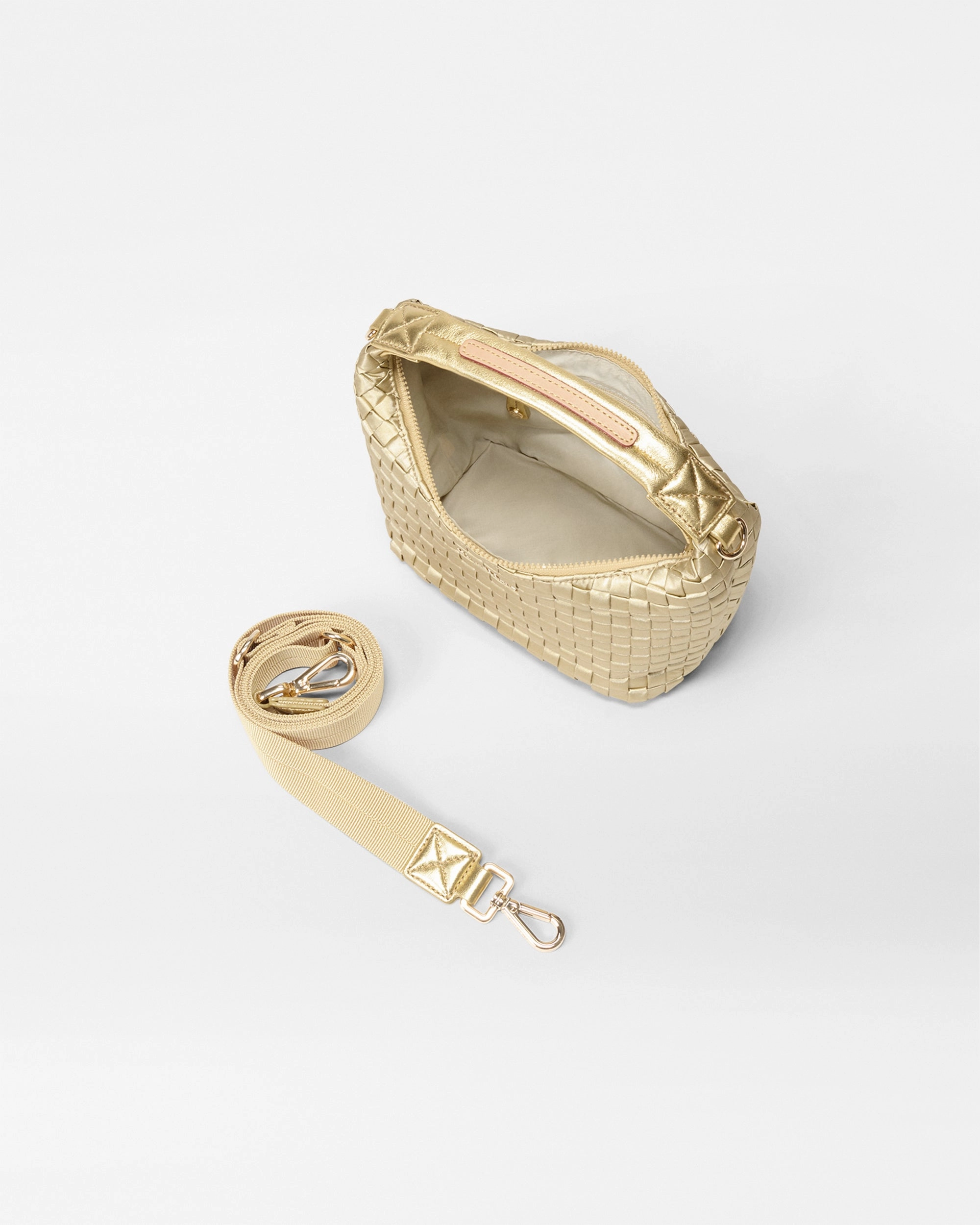 Light Gold Pearl Mini Woven Hobo
