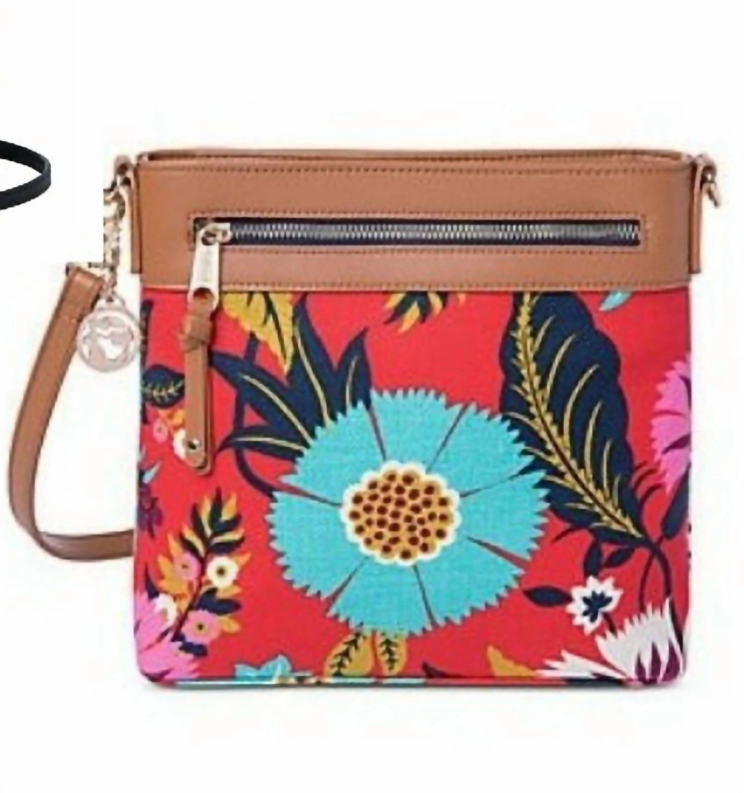 Little Bermuda Aka Monogram Hipster Crossbody Bag In Red, Pink, Teal Floral