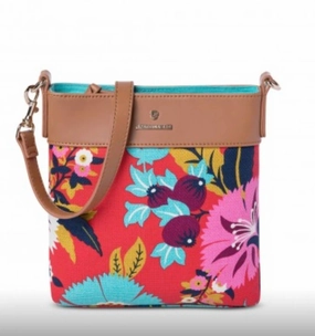 Little Bermuda Aka Monogram Hipster Crossbody Bag In Red, Pink, Teal Floral
