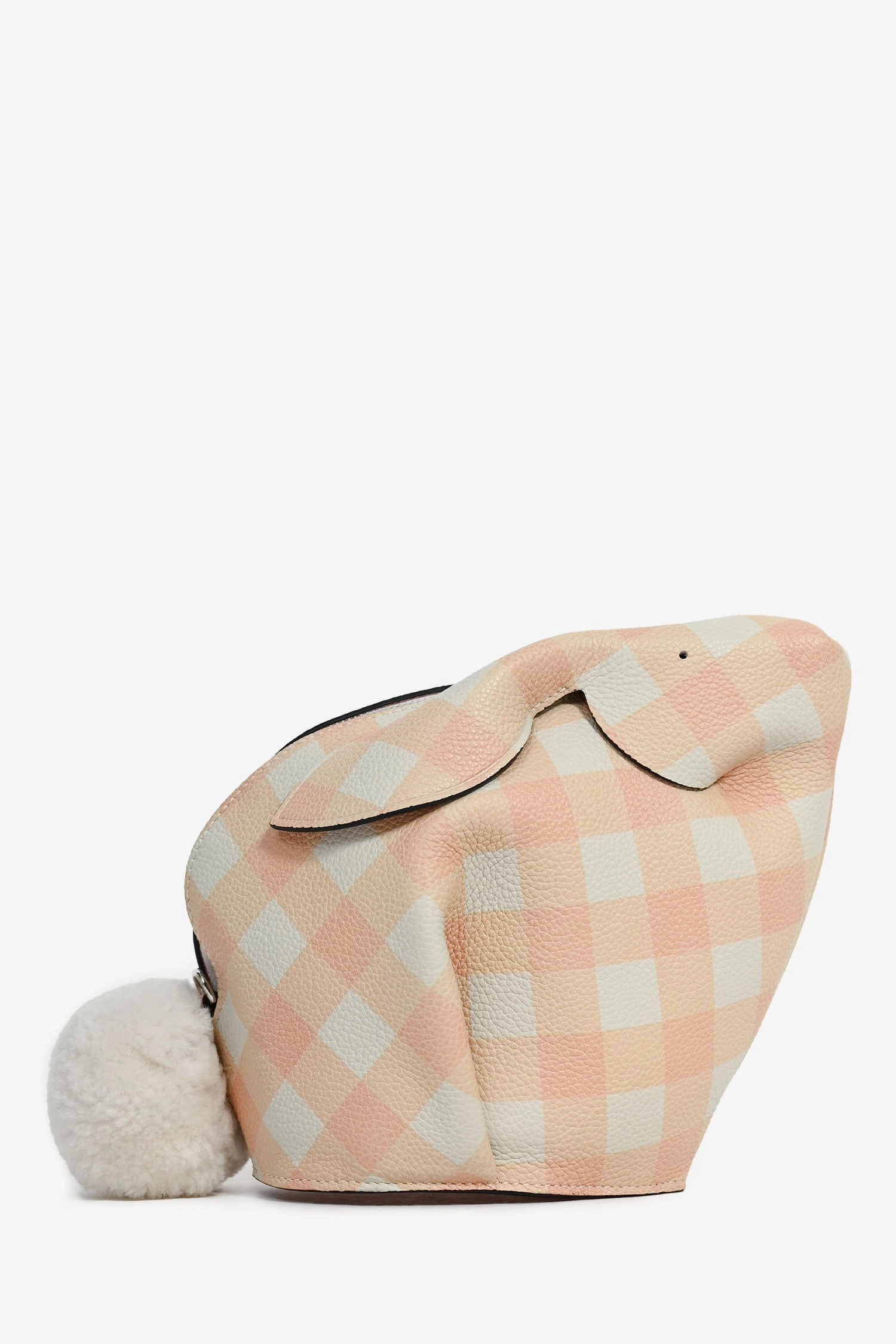 Loewe 2018 Pink/White Gingham Leather Bunny Crossbody