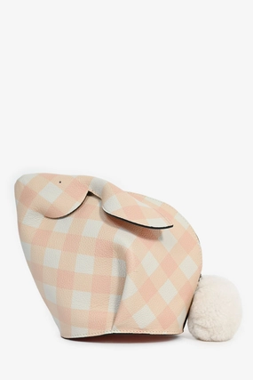 Loewe 2018 Pink/White Gingham Leather Bunny Crossbody