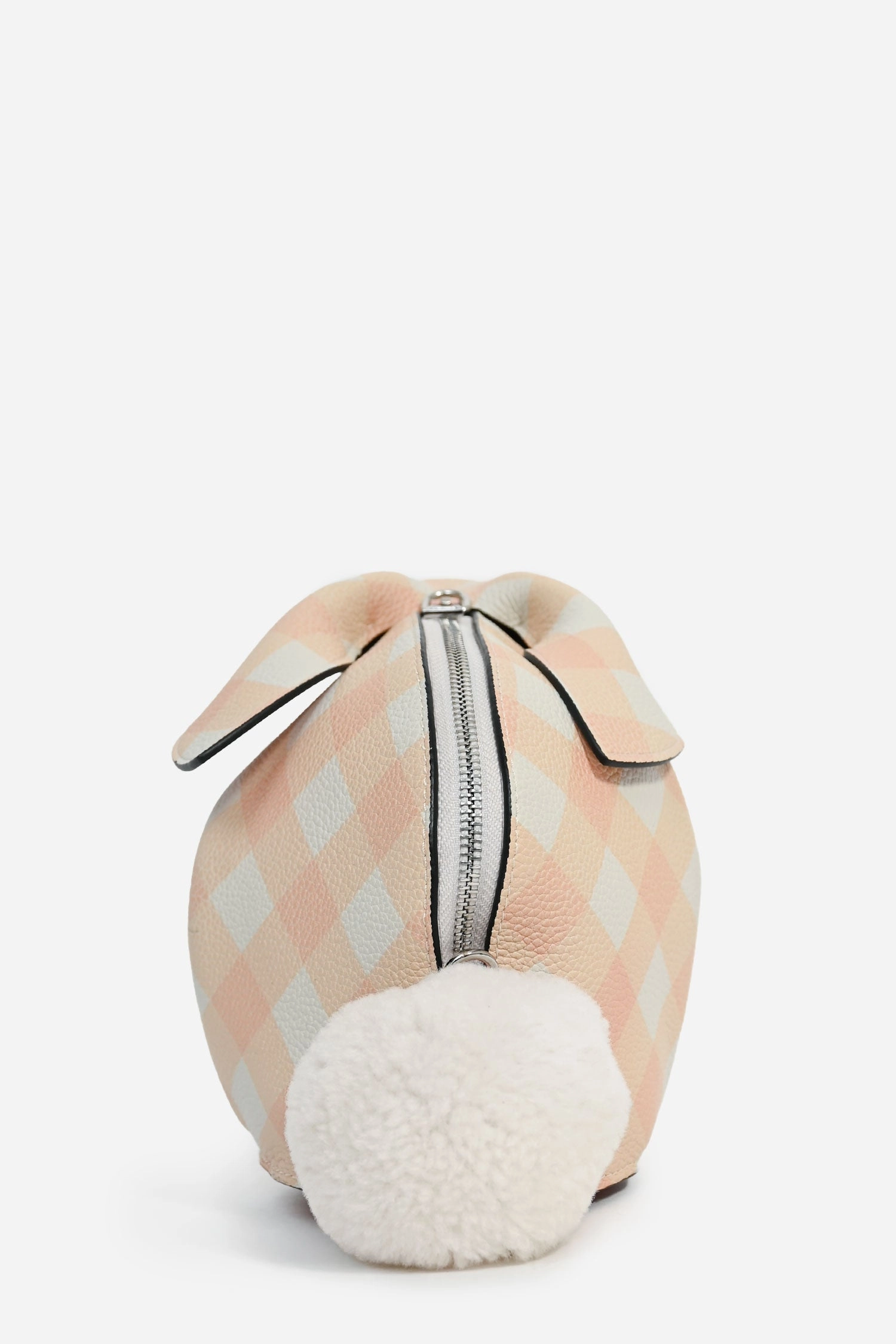 Loewe 2018 Pink/White Gingham Leather Bunny Crossbody