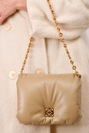 Loewe 2022 Sage Green Leather Goya Chain Shoulder Bag