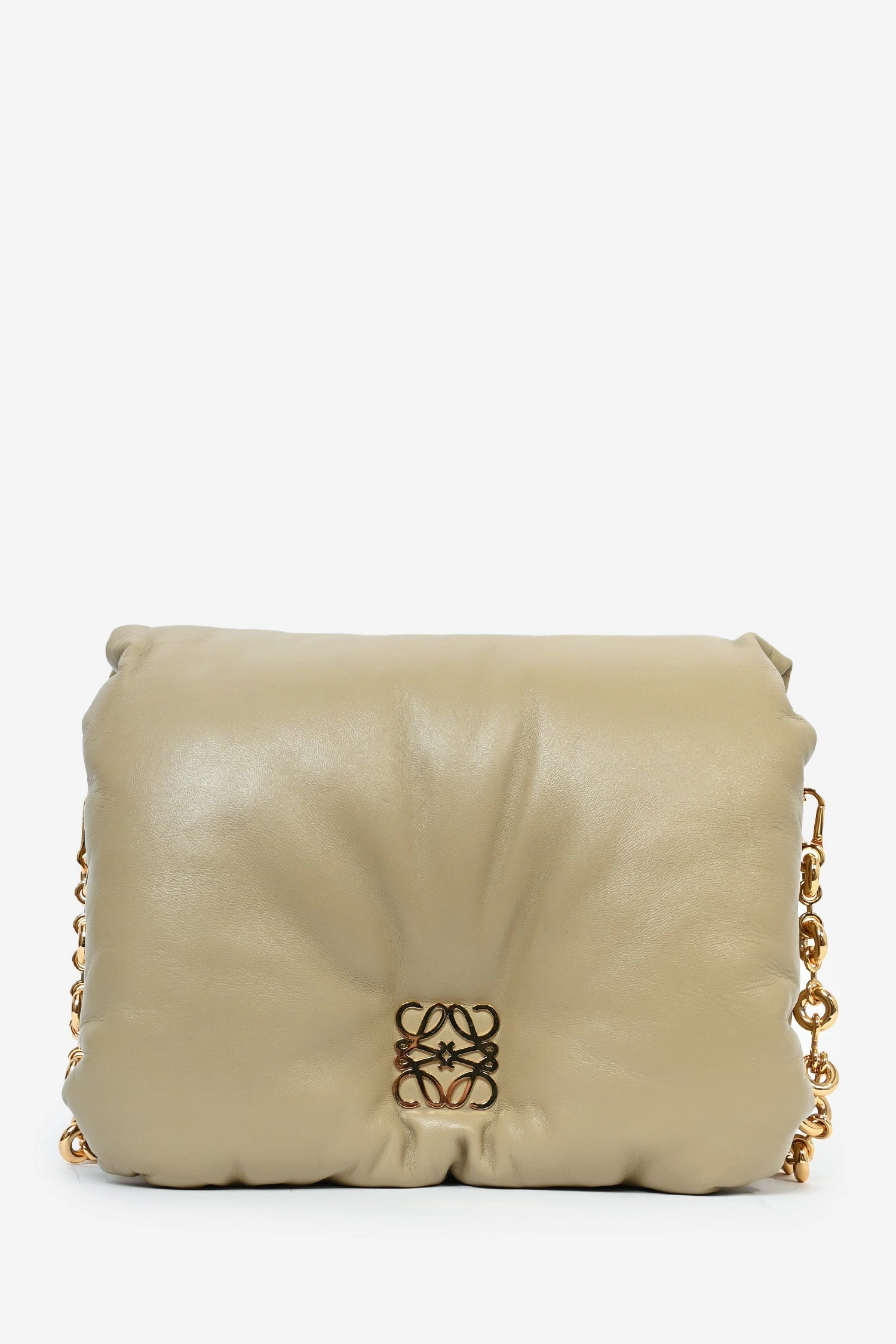 Loewe 2022 Sage Green Leather Goya Chain Shoulder Bag