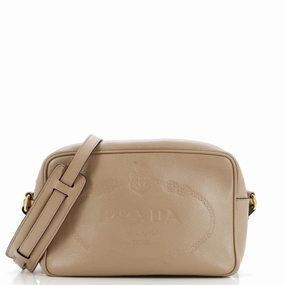 Logo Camera Bag Embossed Leather Small