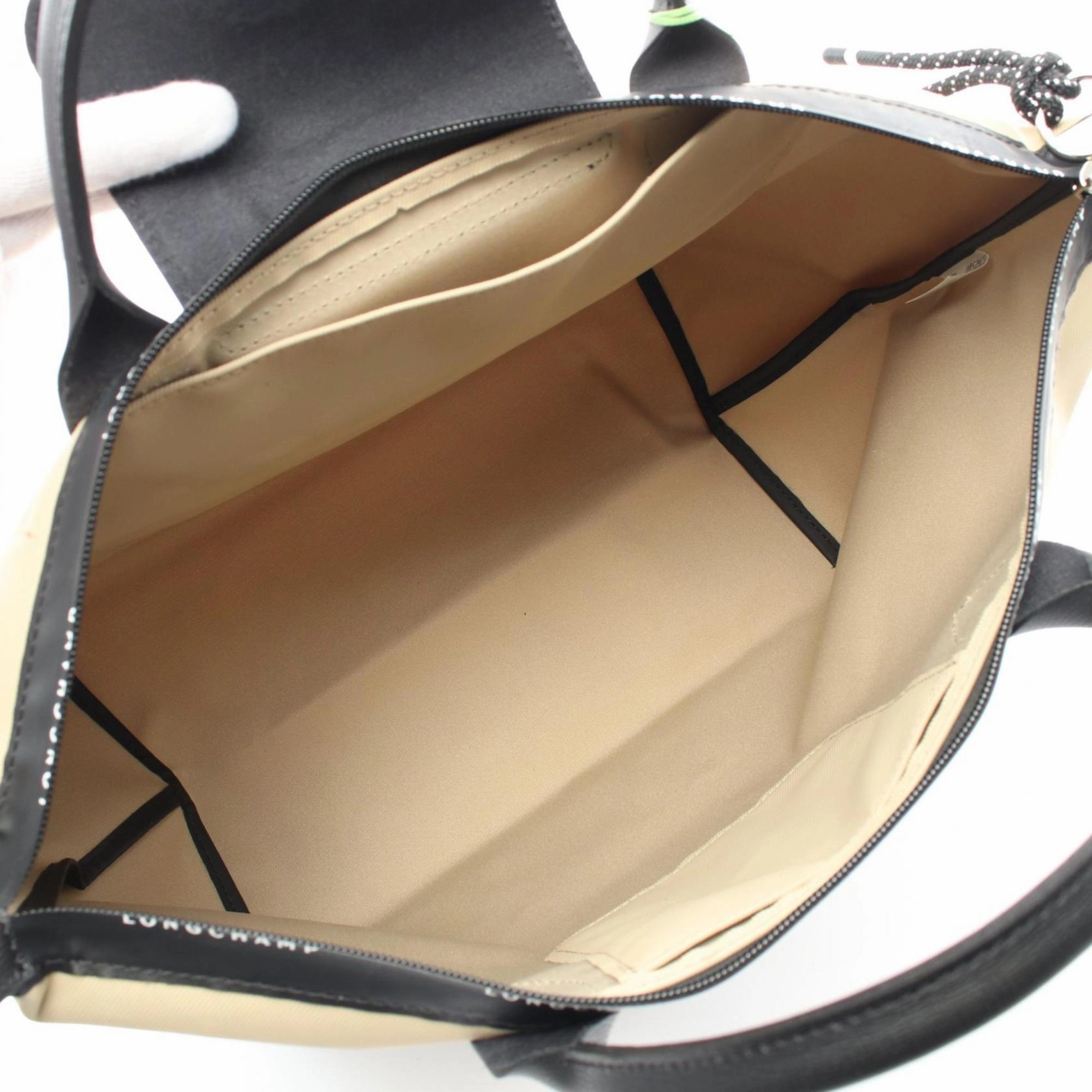 Longchamp  Canvas Leather Tote Bag (Pre-Owned)