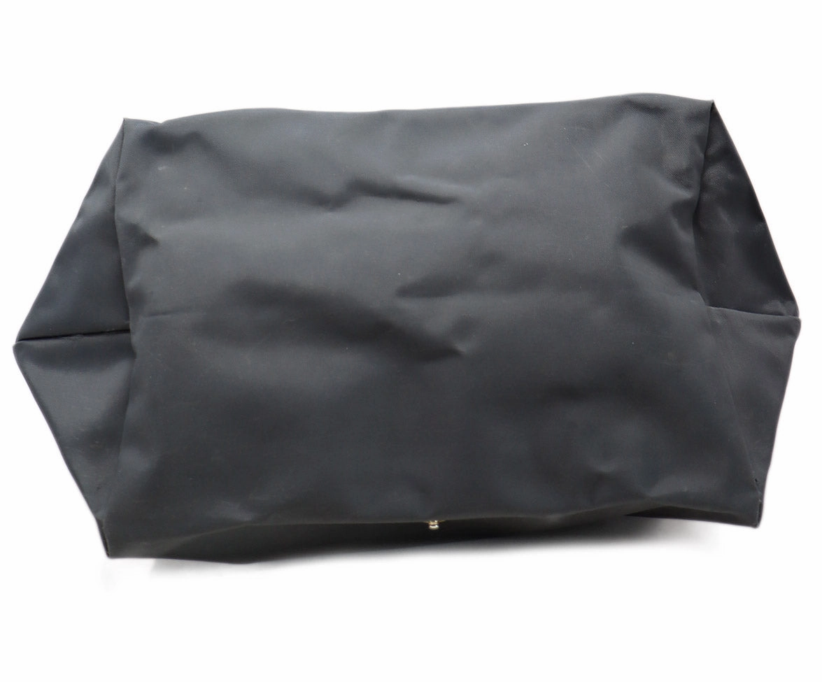 Longchamp Charcoal Nylon & Brown Leather Tote