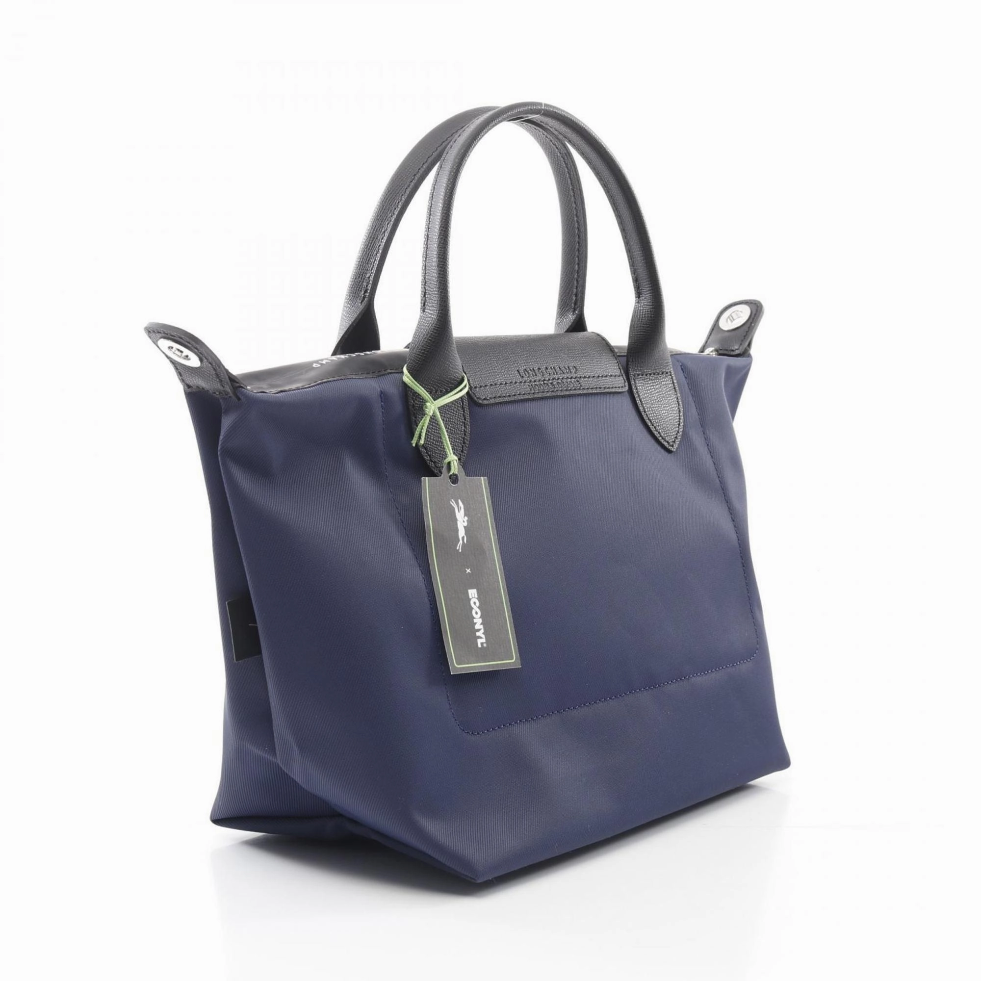 Longchamp Navy Canvas Leather Tote Bag (Pre-Owned)
