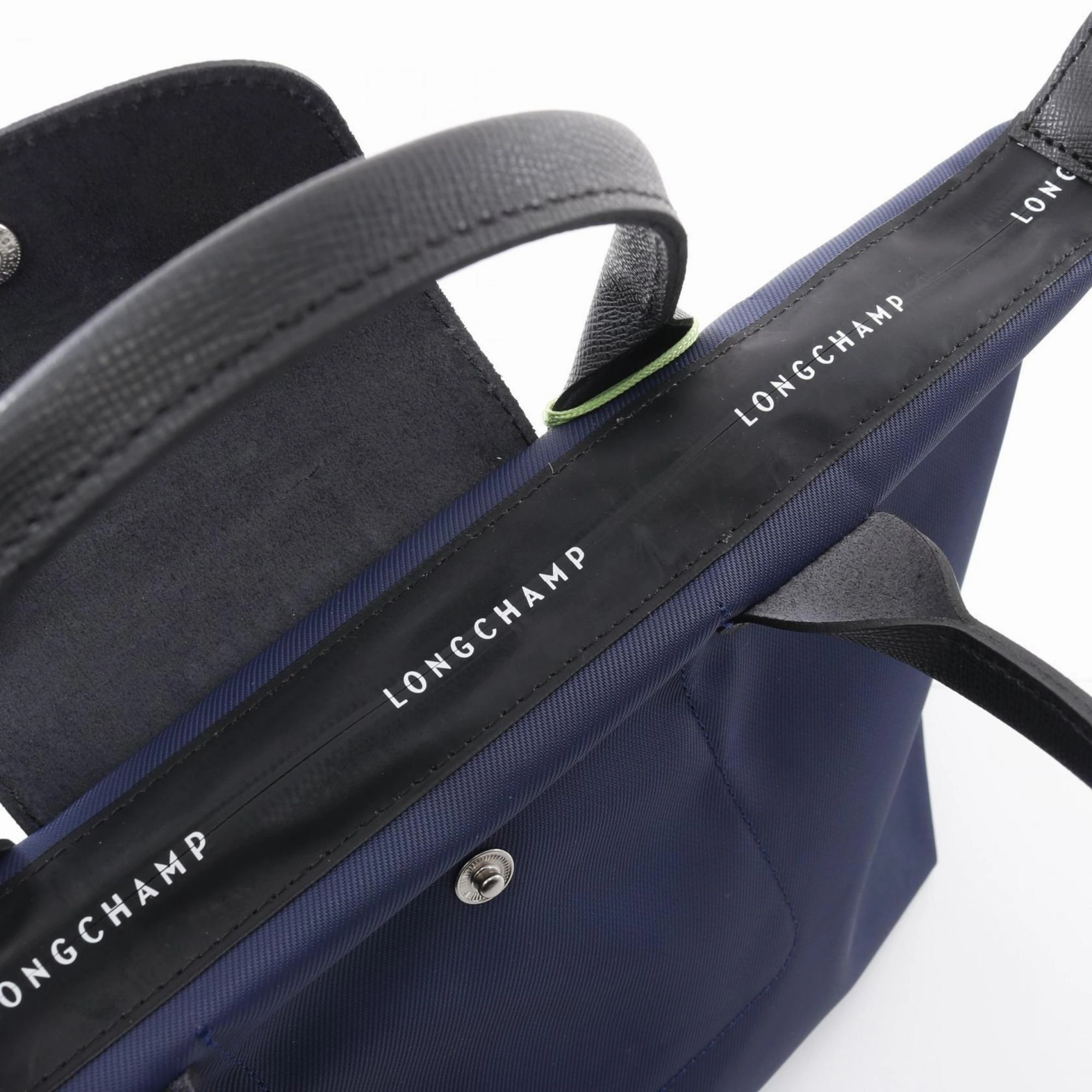 Longchamp Navy Canvas Leather Tote Bag (Pre-Owned)