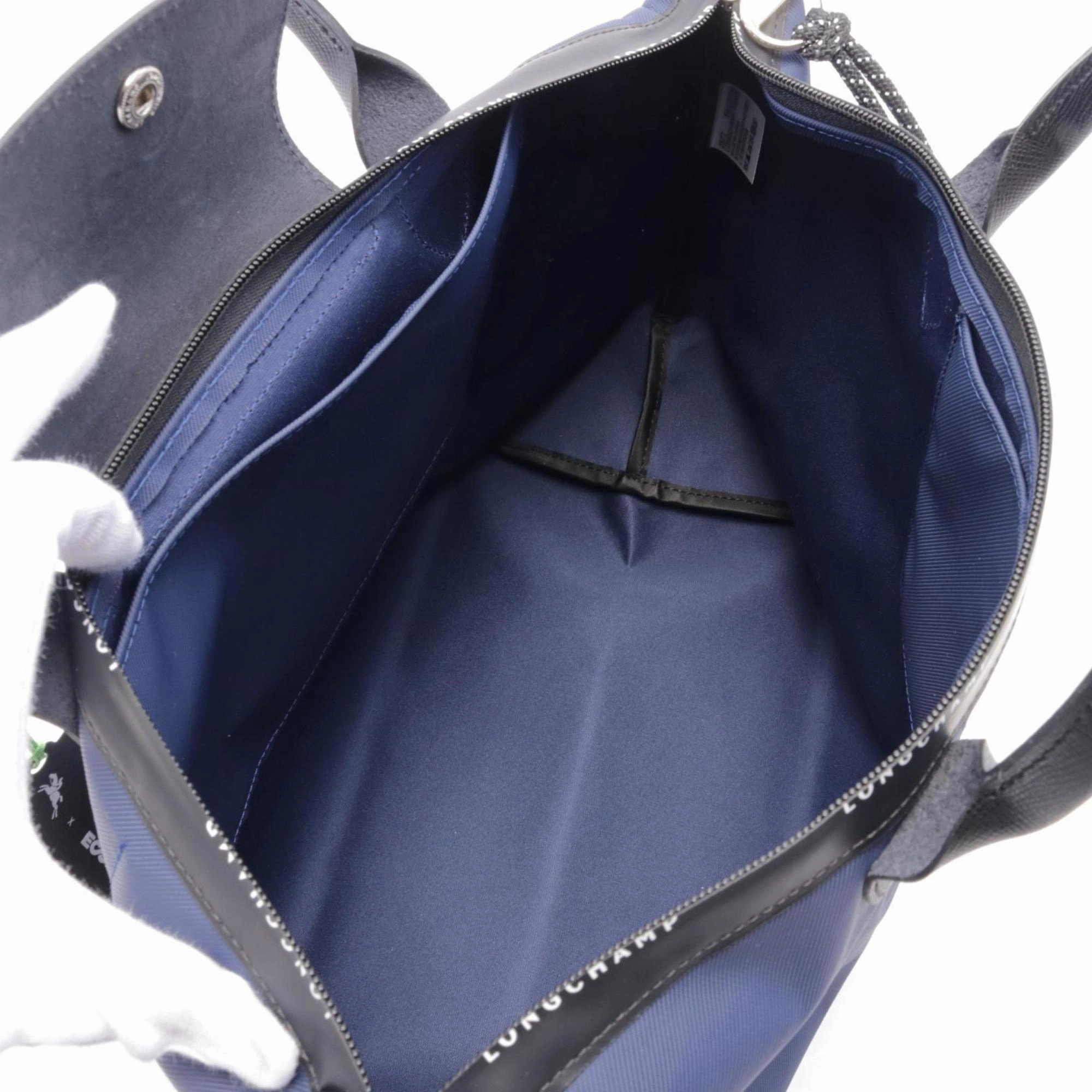 Longchamp Navy Nylon Leather Tote Bag (Pre-Owned)