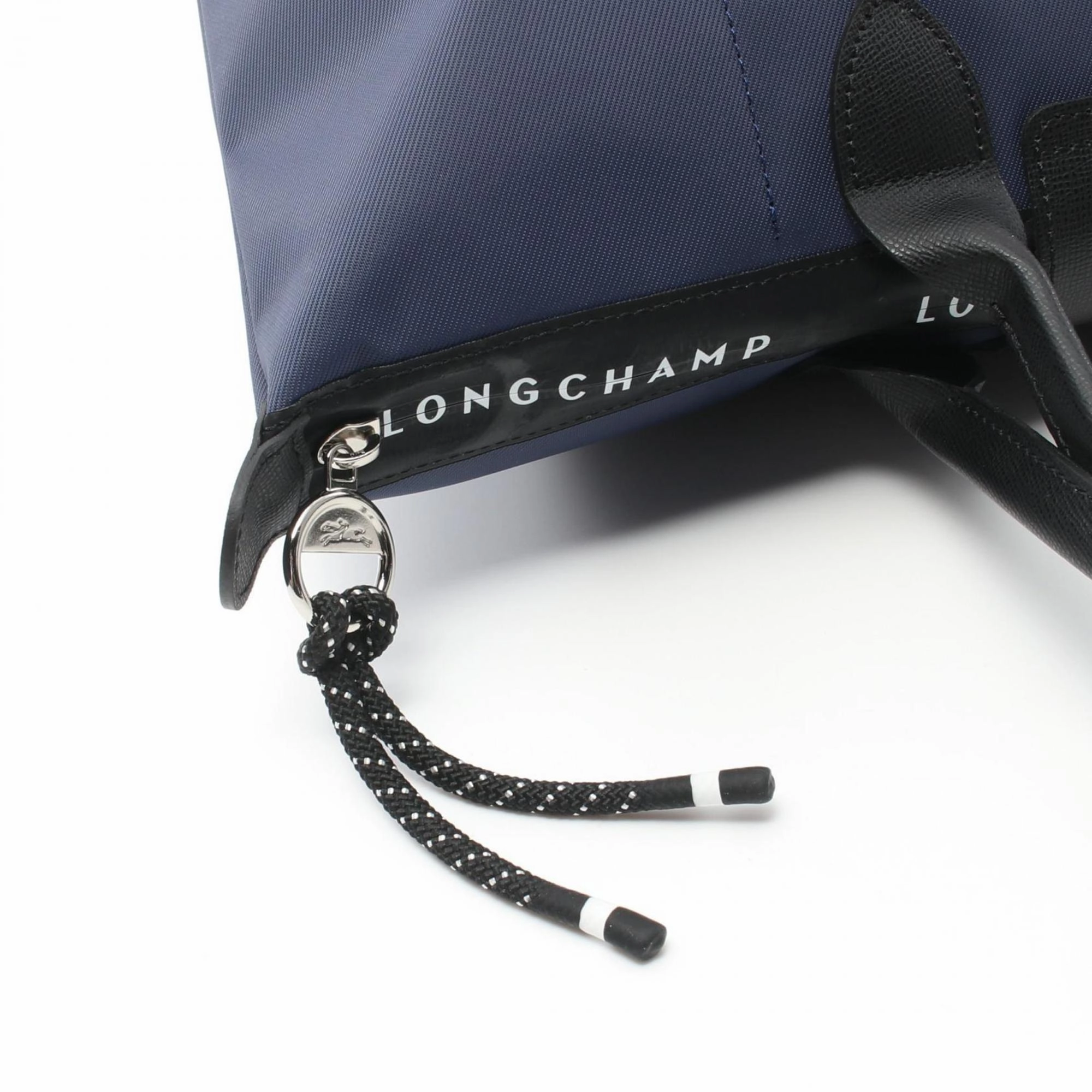 Longchamp Navy Nylon Leather Tote Bag (Pre-Owned)