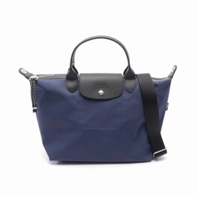Longchamp Navy Nylon Leather Tote Bag (Pre-Owned)
