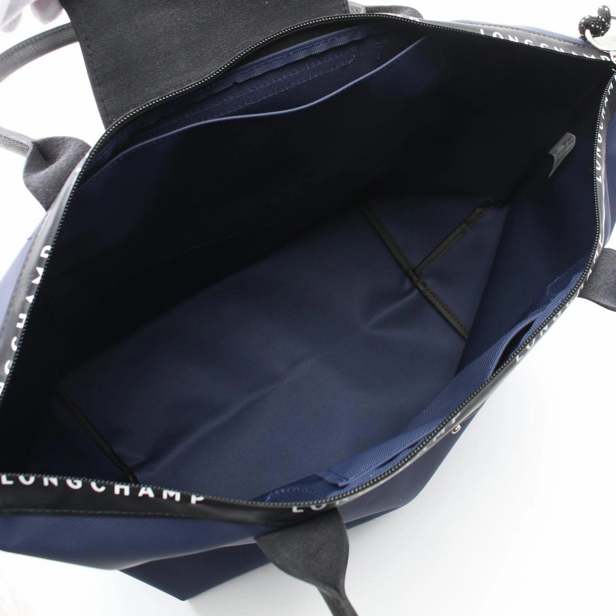 Longchamp Navy Nylon Leather Tote Bag (Pre-Owned)