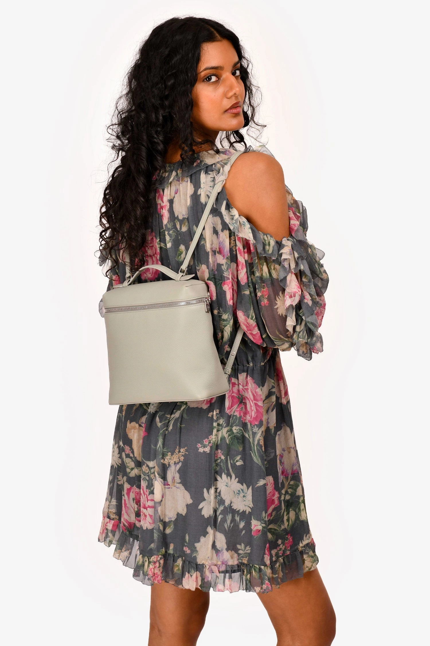 Loro Piana 'Eucalyptus' Seafoam Green Grained Leather Extra Pocket Backpack