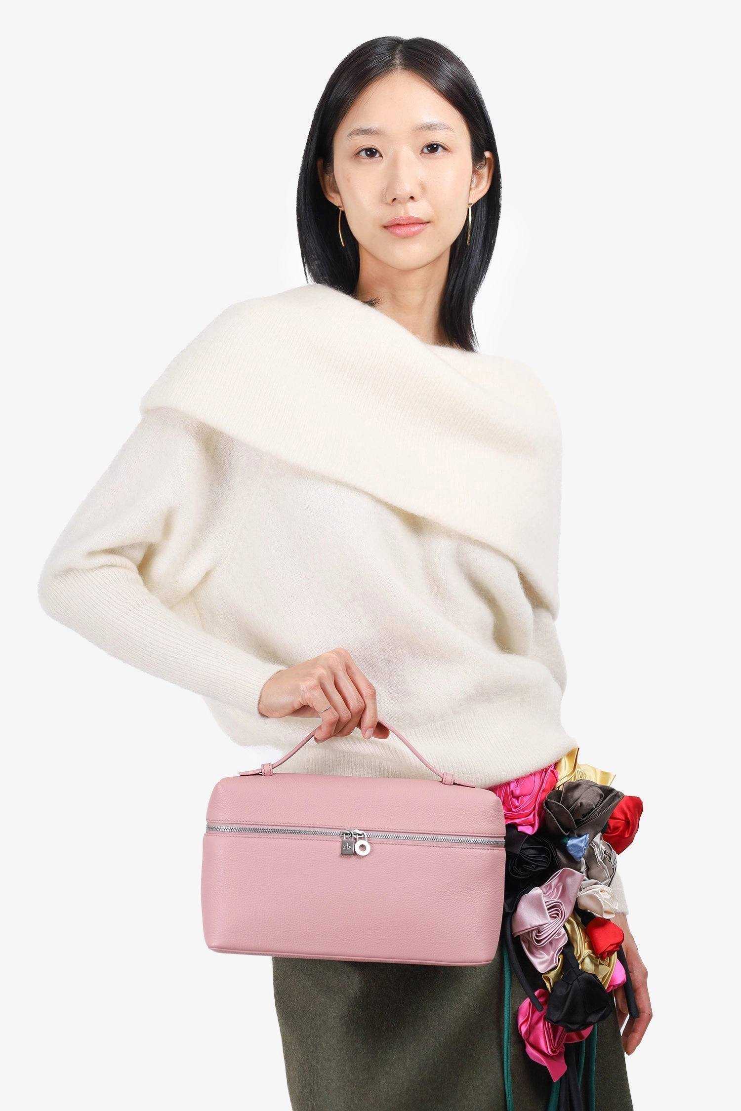 Loro Piana Pink Grained Calfksin Extra Pocket L27 With Strap