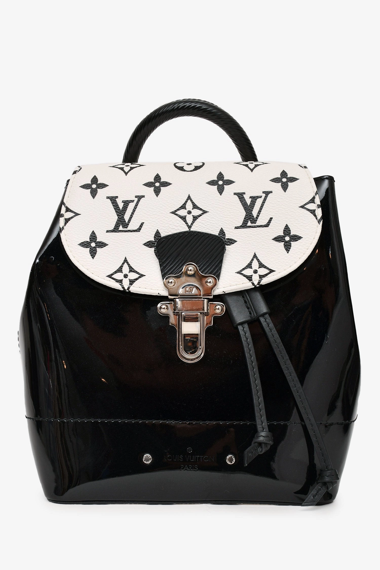 Louis Vuitton 2019 Black/White Monogram Coated Canvas/Vernis Hot Springs Backpack