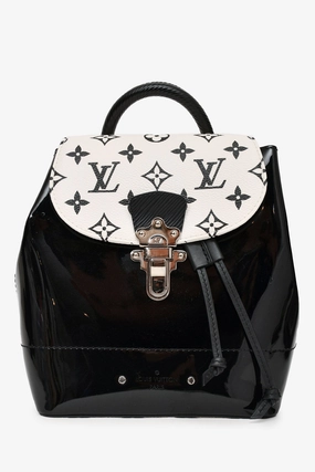 Louis Vuitton 2019 Black/White Monogram Coated Canvas/Vernis Hot Springs Backpack