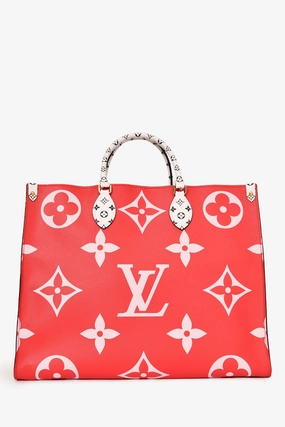 Louis Vuitton 2019 Red Multicolour Monogram Giant Reverse 'OnTheGo' Tote