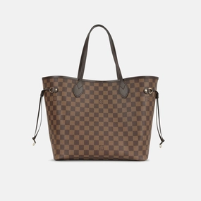 Louis Vuitton - Neverfull MM - Damier Ebene / Red Striped Lining GHW - Pre-Loved