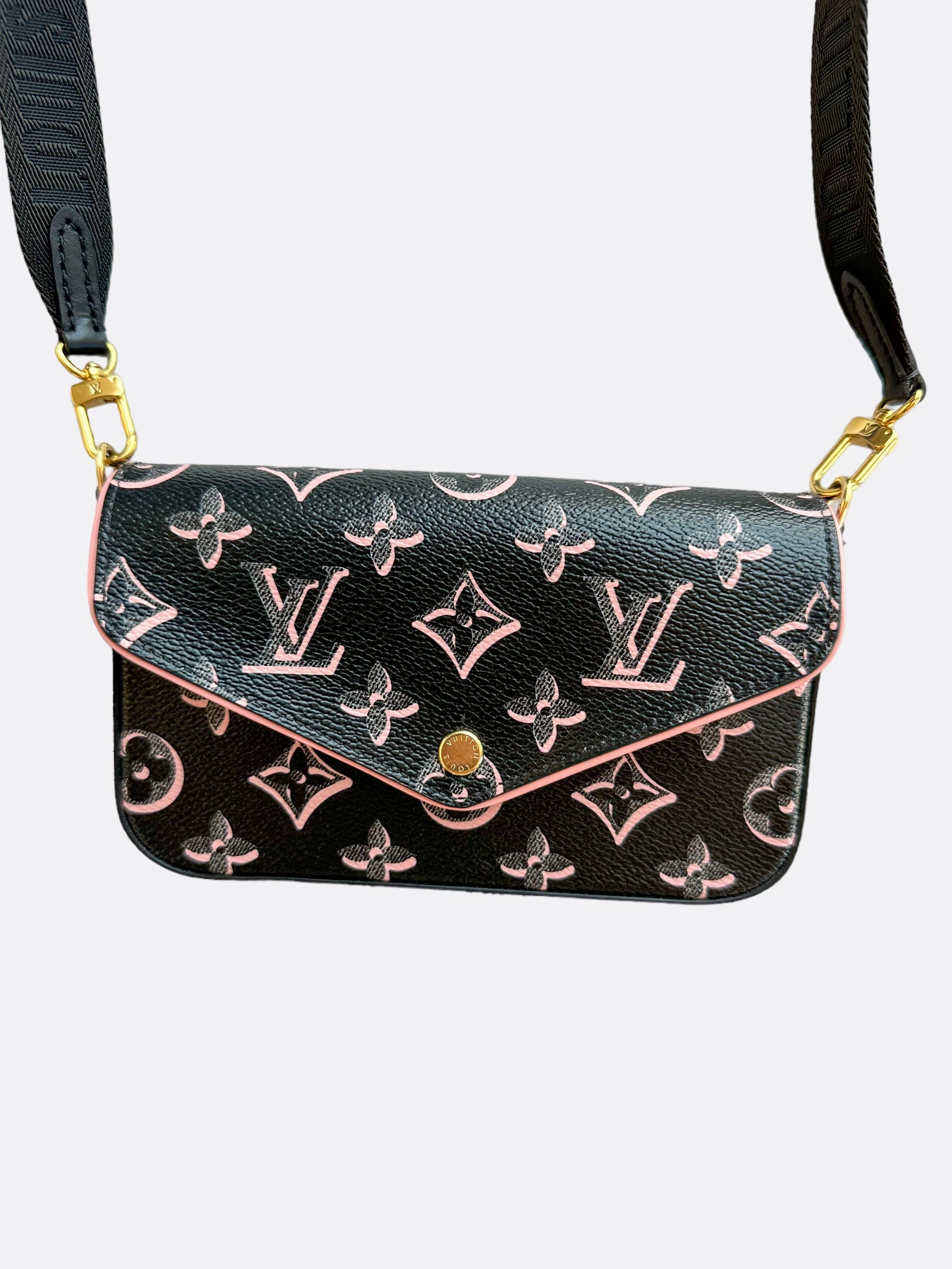 Louis Vuitton Black & Pink Monogram Felicie Strap & Go