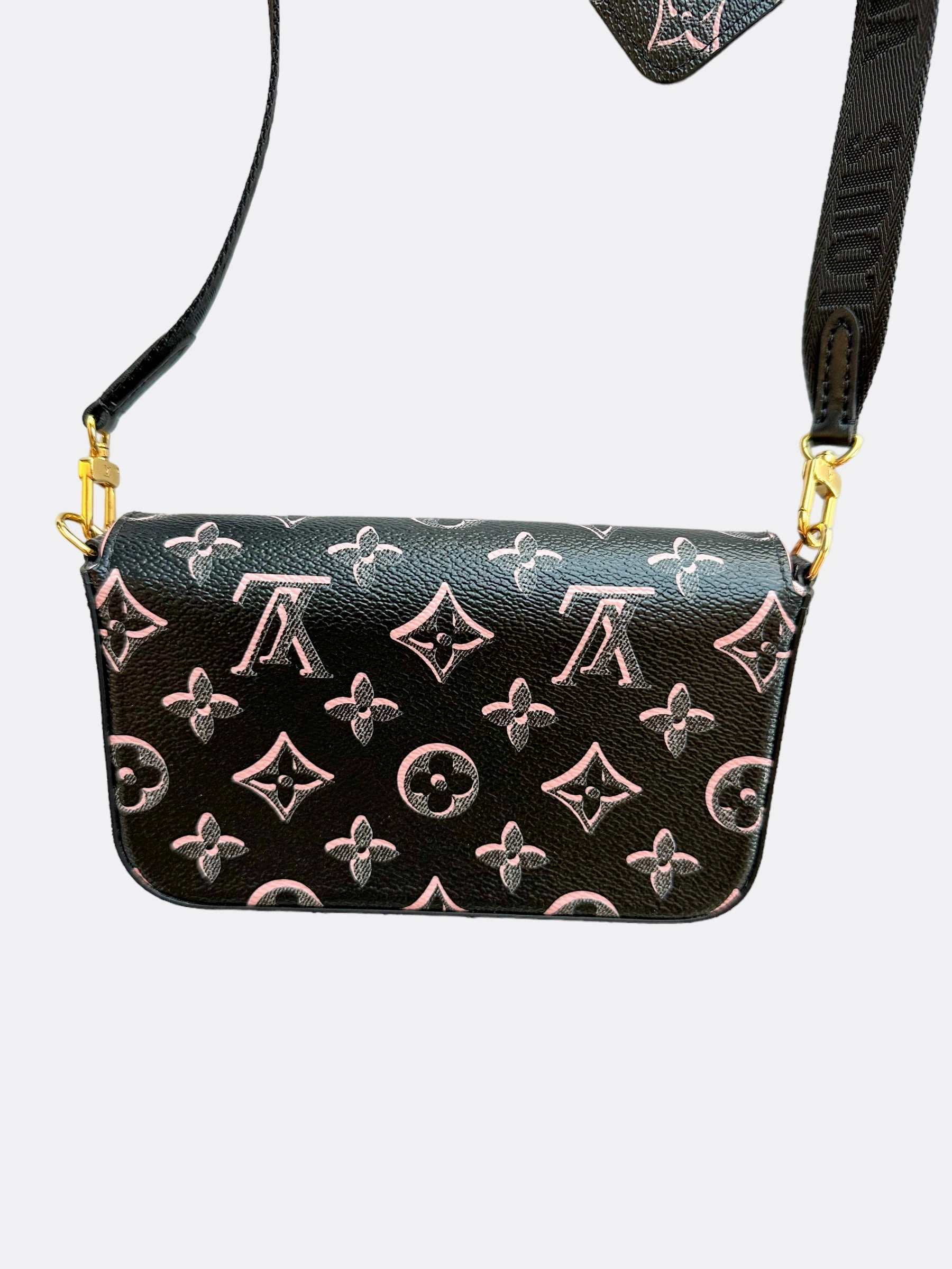 Louis Vuitton Black & Pink Monogram Felicie Strap & Go
