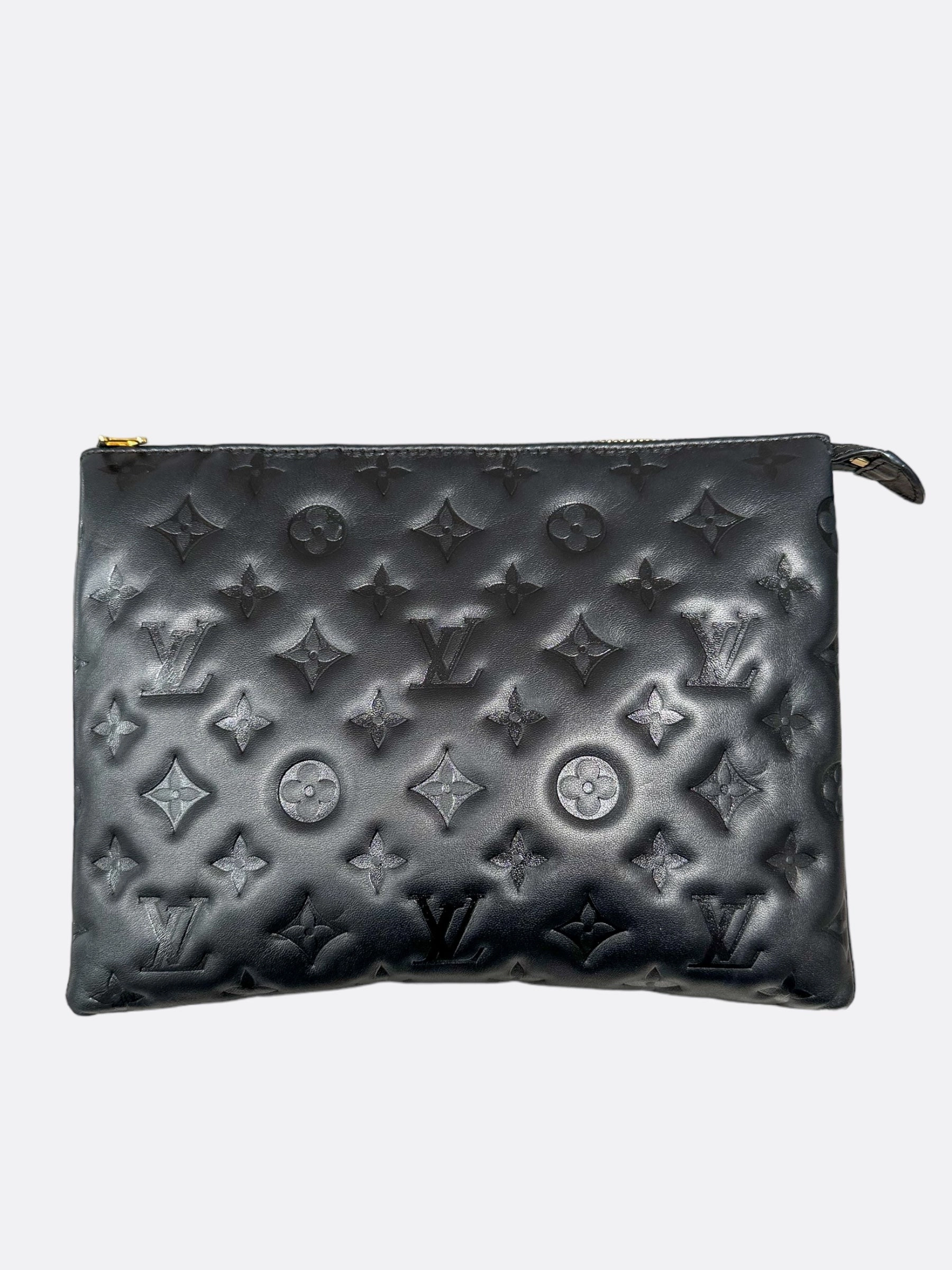 Louis Vuitton Black Puffy Lambskin Monogram Coussin PM
